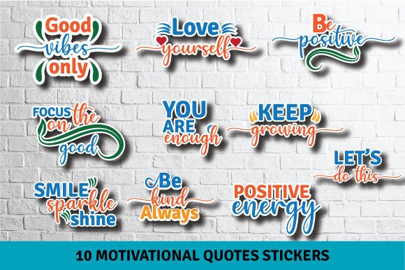 Motivational Sticker Bundle PNG and Vector Set