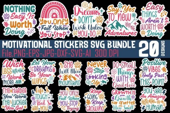 Motivational Stickers SVG & PNG Mega Bundle