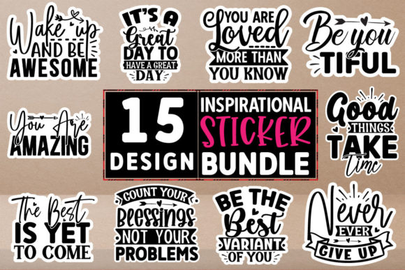 Inspirational Sticker Design Bundle | 60 Vector Files