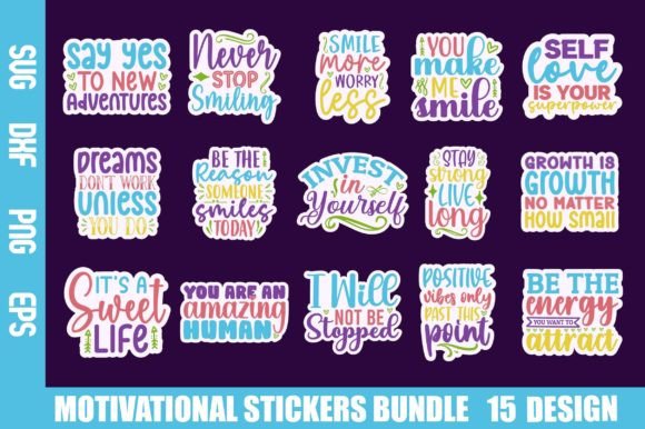 Motivational Sticker SVG Cut File Bundle
