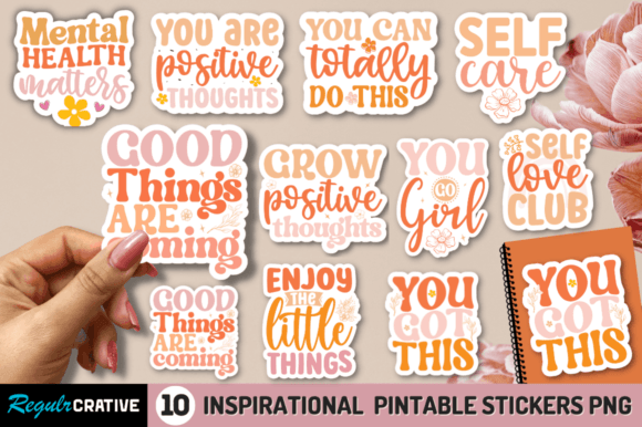 Inspirational Positive Affirmation Stickers SVG Set