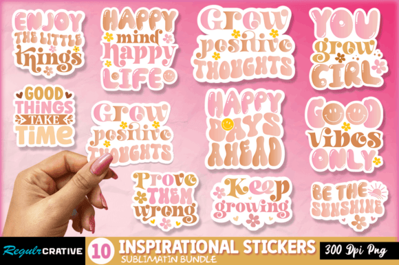 Inspirational Stickers PNG Print & Sublimation Bundle