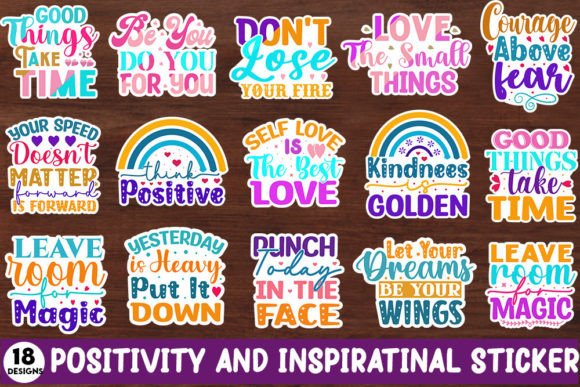 Positivity and Inspirational Sticker PNG Bundle