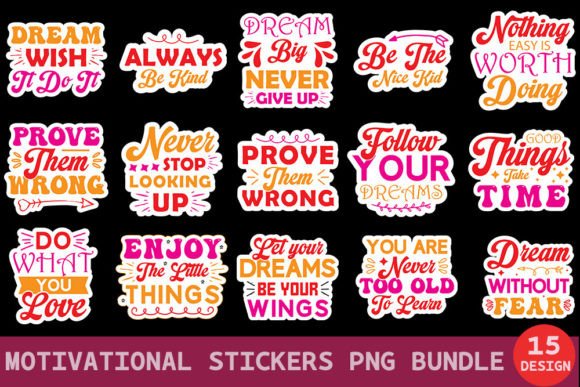 Motivational Sticker PNG Graphics Bundle