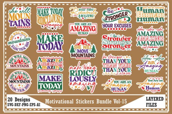 Motivational Sticker SVG and Print Design Bundle