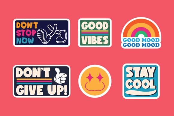 Vintage Retro Motivational Sticker Vector Set