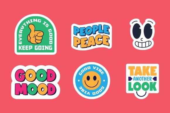 Positive Vibes Motivational Vector Sticker Clipart Set
