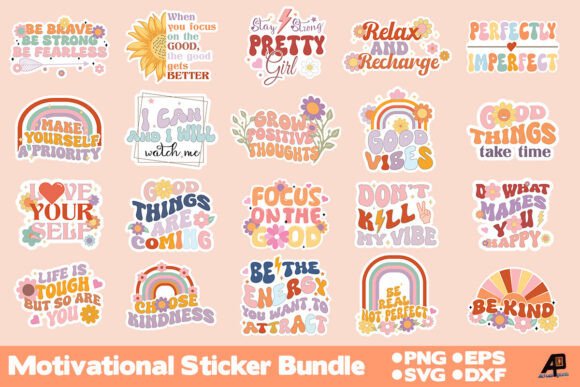 Motivational Sticker SVG and PNG Design Bundle