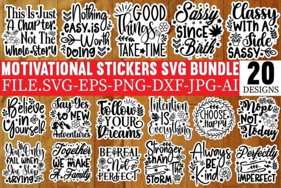 Motivational Stickers SVG & PNG Mega Design Bundle