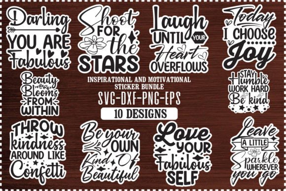 Motivational Sticker SVG Cut File Bundle