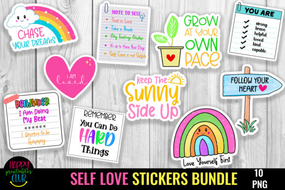 Self Love Motivational Sticker PNG Bundle