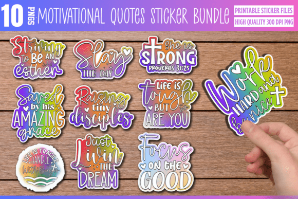 Inspirational Quote Sticker PNG Bundle