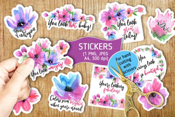 Watercolor Inspirational Floral Sticker Sheet