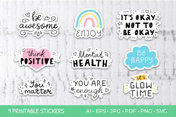 Mental Health Inspirational Sticker Bundle