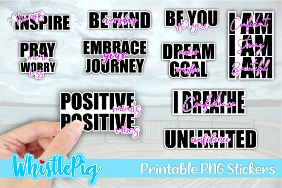 Inspirational Positive Quotes Sticker PNG Bundle