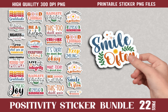 Positive Quotes & Mental Health PNG Sticker Bundle