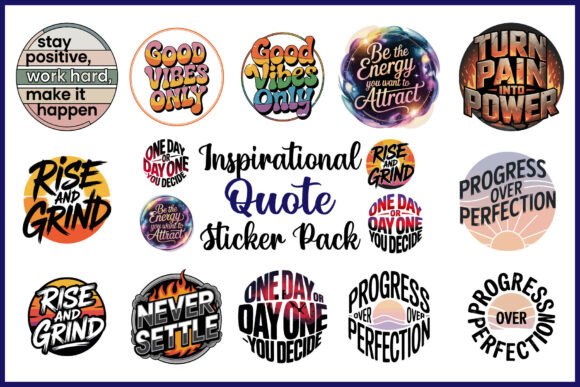 Inspirational Quote Sticker SVG PNG Bundle