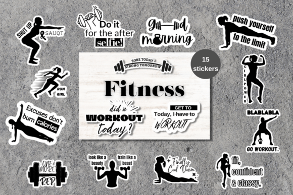 Motivational Fitness Printable Sticker Bundle