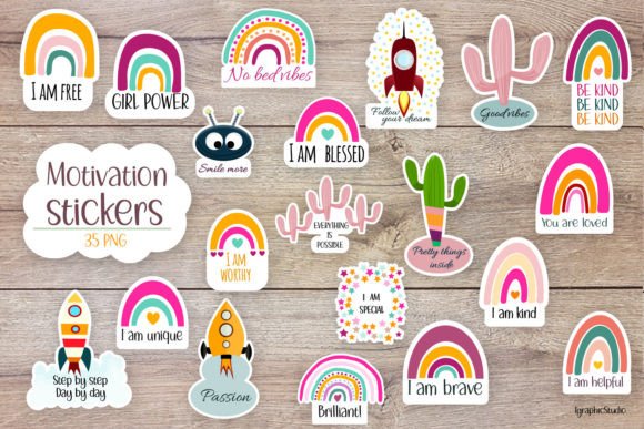 Motivational Quote Sticker PNG Bundle