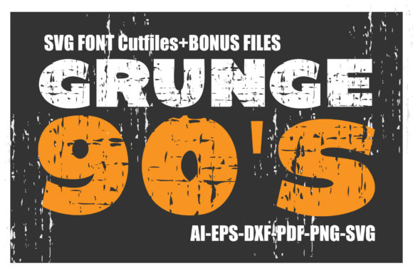 Grunge 90s Alphabet Font SVG Cut File Bundle
