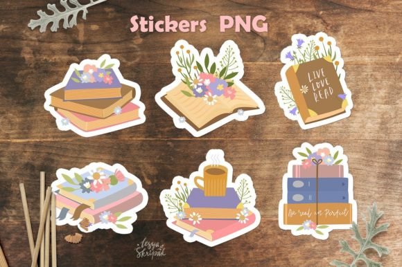 Book and Floral Printable Sticker Set
