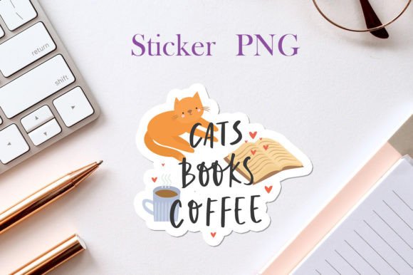 Book Lover Coffee Printable Sticker PNG