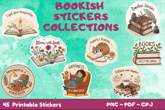 Bookish Printable Sticker Sheet Collection
