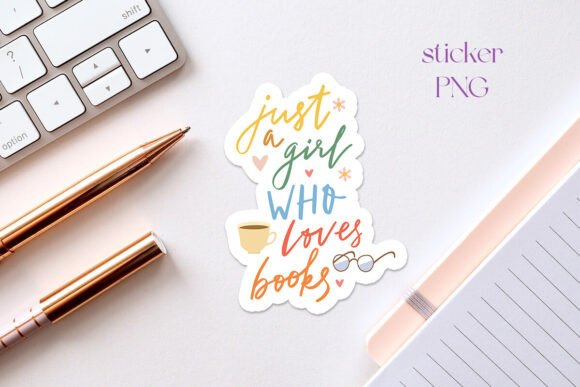 Just a Girl Who Loves Books Printable Sticker Set