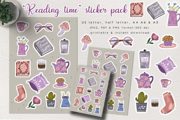 Reading Time Bookaholic Printable Sticker Pack