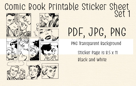 Vintage Comic Book Talk Bubble Sticker Sheets