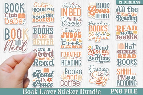 Book Lover Aesthetic Sticker PNG Bundle
