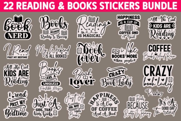 Reading & Books Digital Sticker SVG Bundle