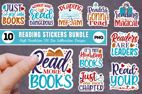 Reading & Books Printable Sticker PNG Bundle