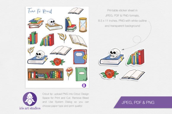 Reading Time Printable Book Stack Planner Stickers