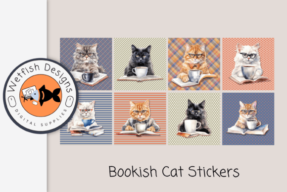Cute Cat Cozy Reading Digital Sticker Pack