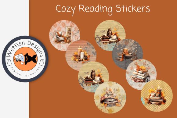 Autumn Cozy Reading Digital Sticker Tags