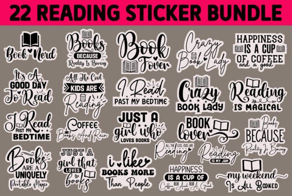 Reading and Books Sticker SVG Bundle