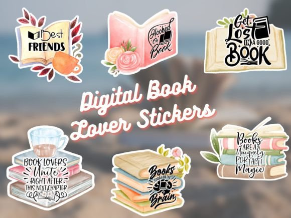 Digital Book Quote Sticker Bundle SVG & PNG