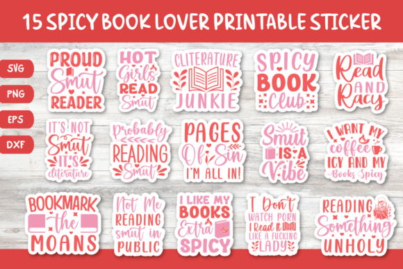 Spicy Smut Book Stickers Digital Bundle