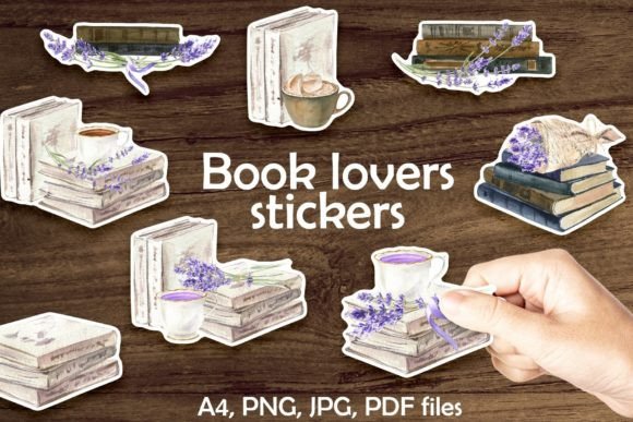 Watercolor Book Lover Printable Sticker Set
