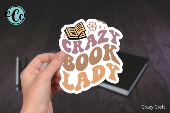 Crazy Book Lady Funny Sticker Design Bundle