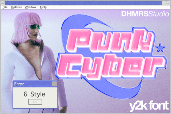 Punk Cyber Y2K Display Font Family