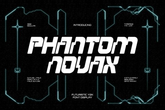 Phantom Nouax Y2K Sci-Fi Display Font