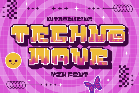 Techno Wave Y2K Pixel Display Font