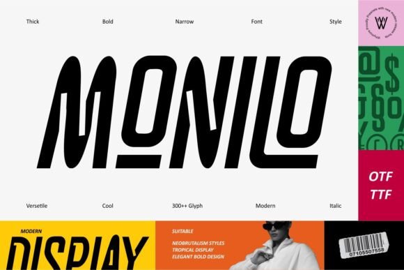Monilo Bold Narrow Geometric Display Font