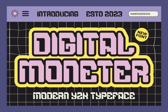 Digital Moneter Techno Y2K Display Font