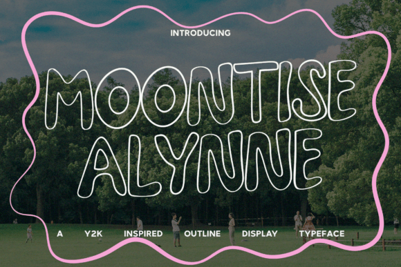 Moontise Alynne Y2K Outline Display Font