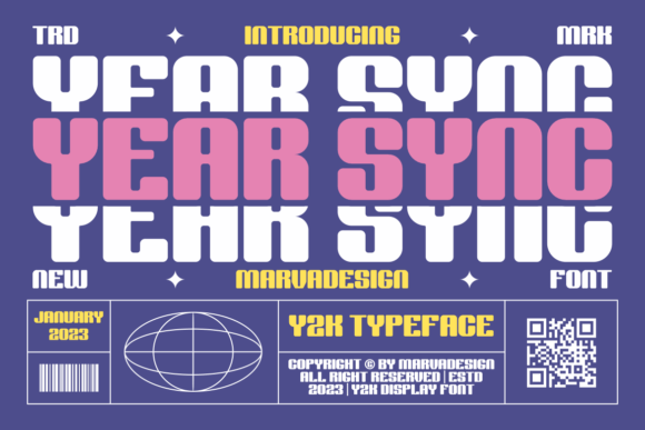 Year Sync Y2K Display Font