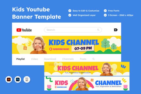 Playful YouTube Banner Design Kit