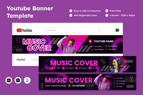 Striking YouTube Channel Banner Template